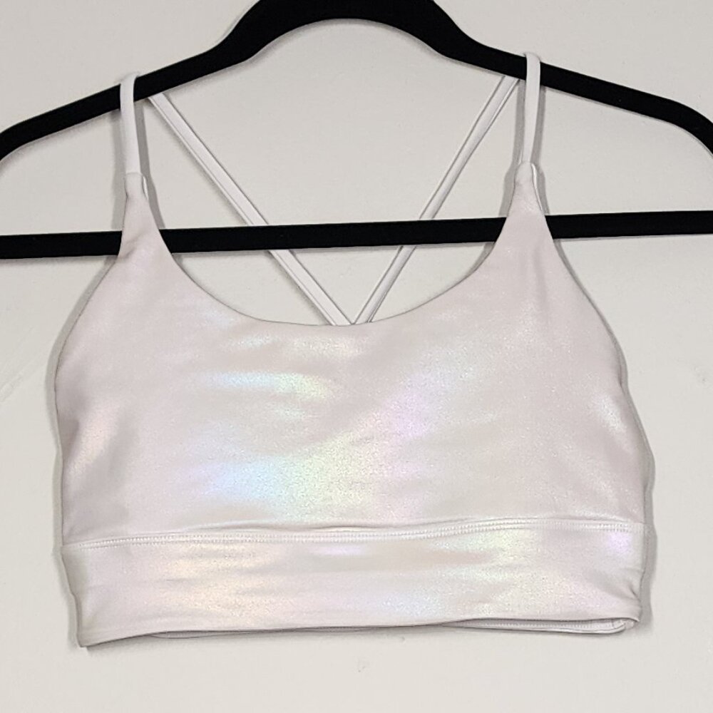 ZYIA Active Unicorn Luxe Bra Size S White Opalescent Shimmer GUC